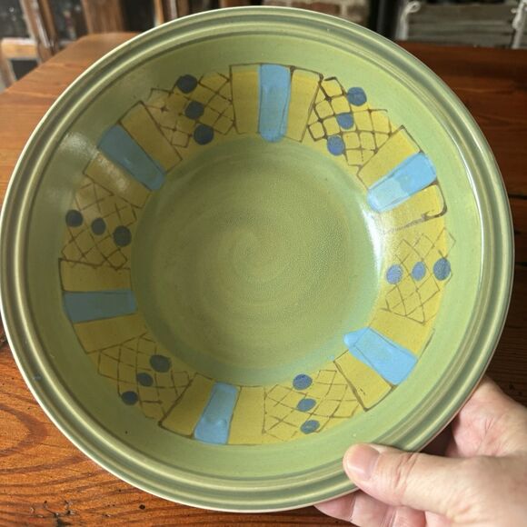 Noritake Sharlene 4104 Hand Painted Serving Bowl Green Blue - Picture 3 of 8